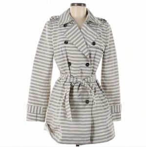 Banana Republic Grey Striped Rain coat Medium